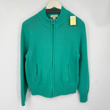 women Appleseed's Full Zip Mock Neck Turquoise Sweater MP