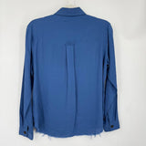 women Rails Banks Military Patch Linen Blend Shirt Indigo Woven Top XS