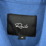 women Rails Banks Military Patch Linen Blend Shirt Indigo Woven Top XS