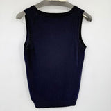 women Boden Wool Polka Dot Design Vest Navy Blue Gray Sweater 6