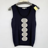 women Boden Wool Polka Dot Design Vest Navy Blue Gray Sweater 6