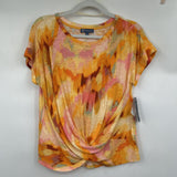 women Democracy NWT Knot Front Watercolor Print Tee Summer 2 Knit Top S