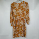 women Band of Gypsies Long Sleeve Floral Mustard & Beige Dress M