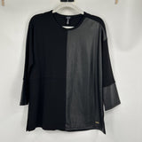 women Jones New York NWT Vegan Leather Block Black Knit Top S