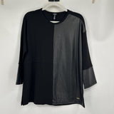 women Jones New York NWT Vegan Leather Block Black Knit Top S