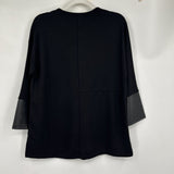 women Jones New York NWT Vegan Leather Block Black Knit Top S