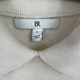 women Banana Republic Collared Striped Cotton/Silk Cream & Navy Sweater L