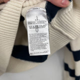 women Banana Republic Collared Striped Cotton/Silk Cream & Navy Sweater L