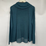 women Prana Fishnet Back Cowl Neck Teal Sweater S
