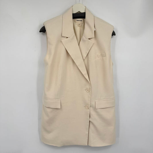 women Open Edit Tailored Vest Cream Woven Top S