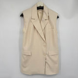 women Open Edit Tailored Vest Cream Woven Top S