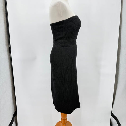 women J. Crew Textured Wool Strapless Pencil Black Dress 2