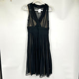 women Banana Republic SILK Sheer Pleated Sleeveless Black Dress 2