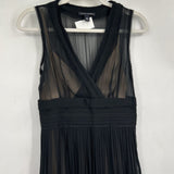 women Banana Republic SILK Sheer Pleated Sleeveless Black Dress 2