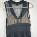 women Banana Republic SILK Sheer Pleated Sleeveless Black Dress 2