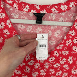 women Ann Taylor NWT Floral Print Linen Tee Red Knit Top M