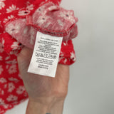 women Ann Taylor NWT Floral Print Linen Tee Red Knit Top M