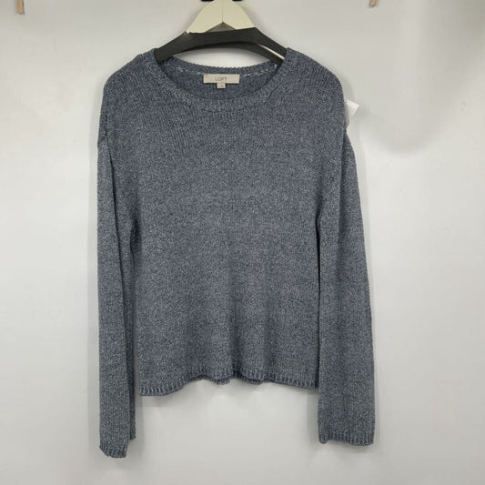women Loft Cotton Crew Blue Sweater M