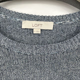 women Loft Cotton Crew Blue Sweater M