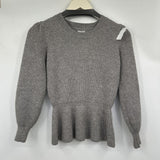 women dRA - Anthro Peplum Gray Sweater M