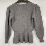 women dRA - Anthro Peplum Gray Sweater M