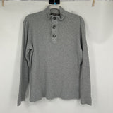 women Michael Kors Waffle Knit 1/4 Button Gray Knit Top L