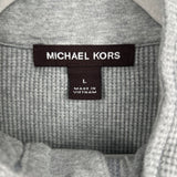 women Michael Kors Waffle Knit 1/4 Button Gray Knit Top L
