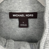 women Michael Kors Waffle Knit 1/4 Button Gray Knit Top L