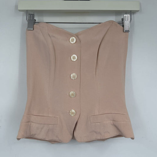 women Cerruti 1881 Silk Strapless Vest Blush Pink Woven Top XS