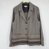 women Pendleton Virgin Wool Blazer Tan Black Yellow Jacket XL