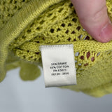 women Christopher & Banks Cotton Blend Open Knit Cardigan Acid Green Sweater XL