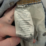 men Carhartt Heavily Distressed Double Knee Relaxed Fit Blue Jeans 38x34