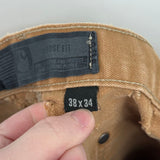 men Carhartt Distressed Double Knee Loose Fit Khaki Jeans 38x34