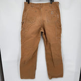 men Carhartt Distressed Double Knee Loose Fit Khaki Jeans 38x34