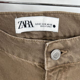 women Zara Cotton/Lyocell Wide Leg Mushroom Brown Jeans 10