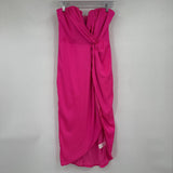 women Do + Be Strapless Twist Front Cocktail Party Hot Pink Dress M