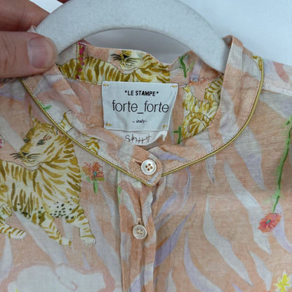 women forte_forte Le Stampe My Shirt in Corello MSRP $535 Peach Cream Woven Top 2