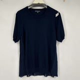 women Adrianna Papell Pleated Back Navy Blue Sweater M