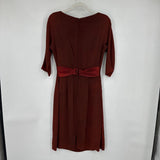 women Jack Stern Lace Applique Dress AS IS KICK PLEAT Rust Vintage XS