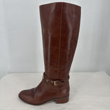 women Michael Michael Kors Leather Equestrian Boots Brown Shoes 8