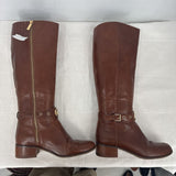 women Michael Michael Kors Leather Equestrian Boots Brown Shoes 8