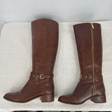 women Michael Michael Kors Leather Equestrian Boots Brown Shoes 8