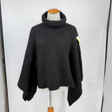 women DKNY Heavy Wool Boxy Turtleneck Black Sweater OS