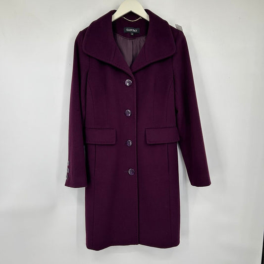 women Ellen Tracy NWOT Wool Blend Overcoat Plum Purple Coat 6