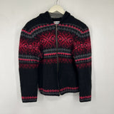 women Kidka Drangi Fair Isle Zip Cardigan MSRP $210 Black Red Pink Sweater S