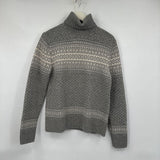 men H&M Wool Blend Fair Isle Gray and Cream Sweater S