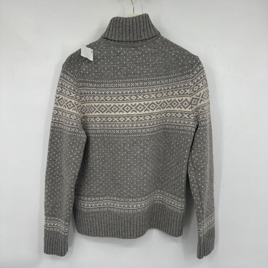 men H&M Wool Blend Fair Isle Gray and Cream Sweater S
