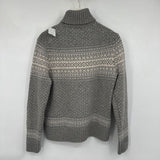 men H&M Wool Blend Fair Isle Gray and Cream Sweater S