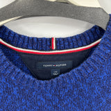 men Tommy Hilfiger Marled Cotton Crew Blue Sweater L