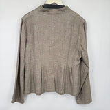 women Eileen Fisher NWT Stand Collar Org Linen/Cotton Taupe Jacket L